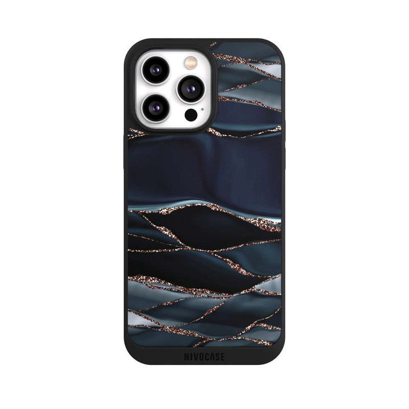 iPhone 14 Pro Max NIVOpure Rayures Gris Foncé Look Doré