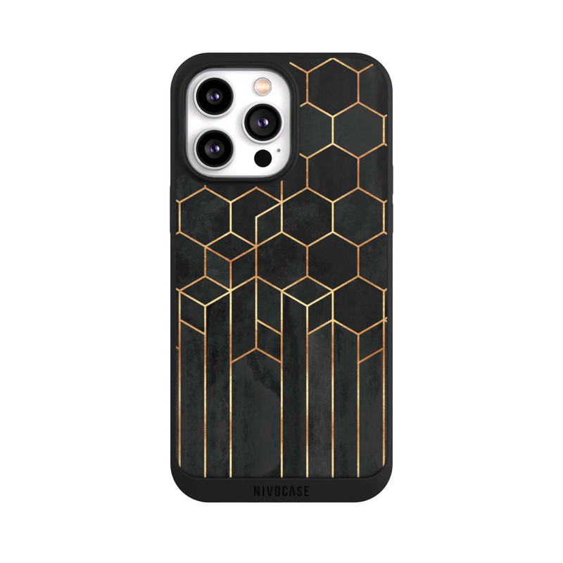 iPhone 14 Pro Max NIVOpure Hexagones noirs