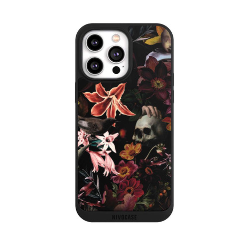 Apple iPhone 14 Pro Max NIVOpure Totenköpfe und Blumen auf dunklem Hintergrund