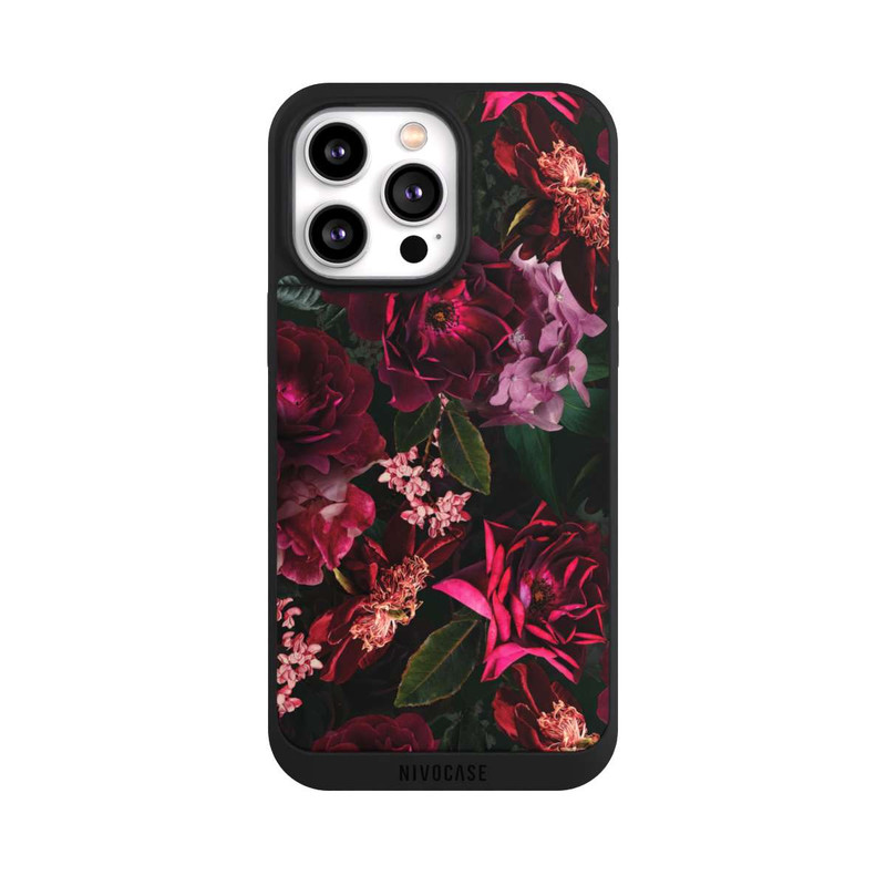 iPhone 14 Pro Max NIVOpure Dunkelrote und rosa Blüten