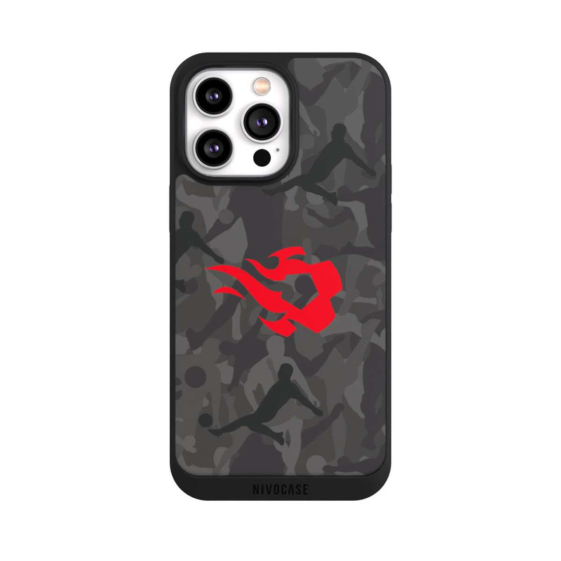 iPhone 14 Pro Max NIVOpure Belgian Red Flames Camouflage Grey