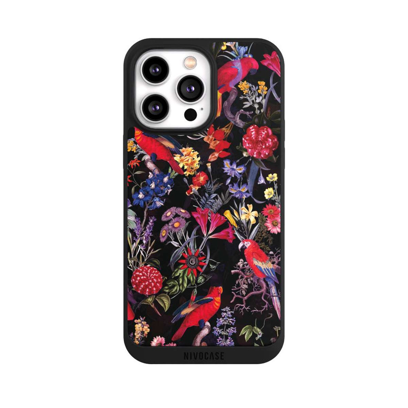 iPhone 14 Pro Max NIVOpure Fleurs sombres et perroquets