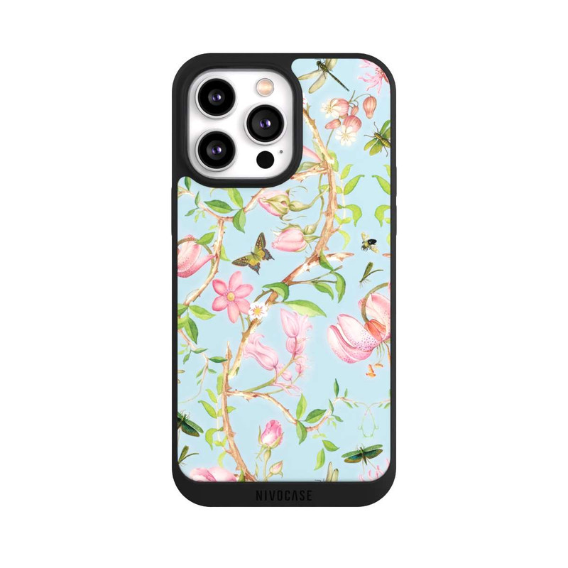 iPhone 14 Pro Max NIVOpure Vintage botanische Blumen in blau