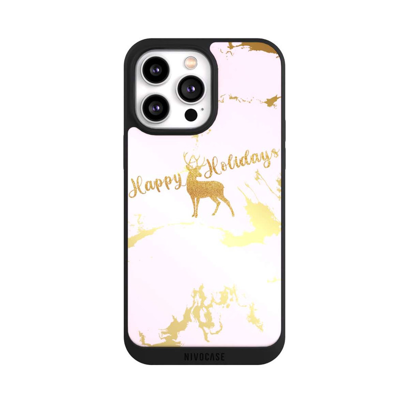 iPhone 14 Pro Max NIVOpure Happy Holidays Reindeer Gold