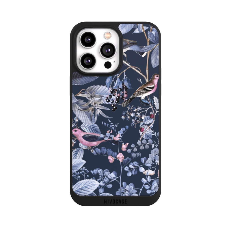 iPhone 14 Pro Max NIVOpure Vögel und Beeren blau
