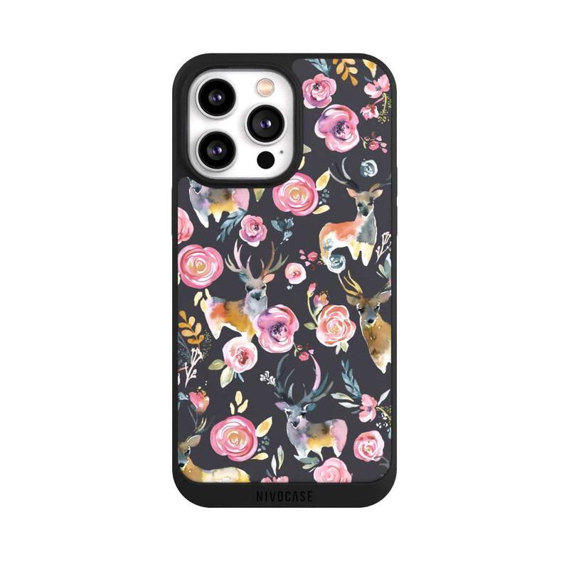 iPhone 14 Pro Max NIVOpure Deers and flowers Anthracite