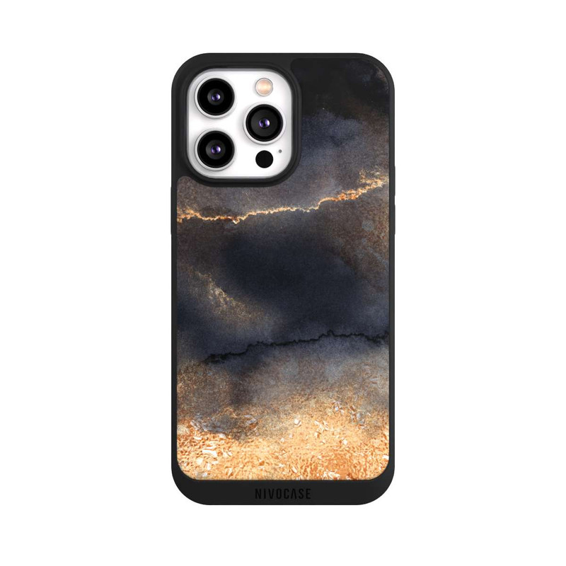 iPhone 14 Pro Max NIVOpure Schwarzer Marmor Goldstaub Look