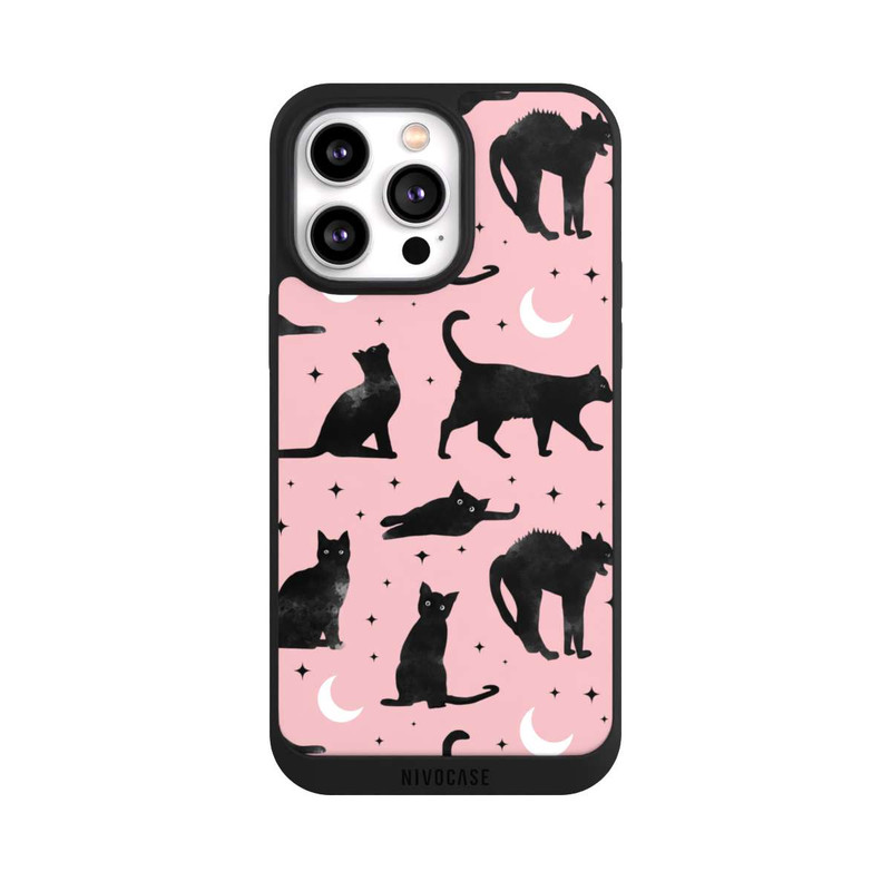 iPhone 14 Pro Max NIVOpure Katzen und Mond auf Rosa