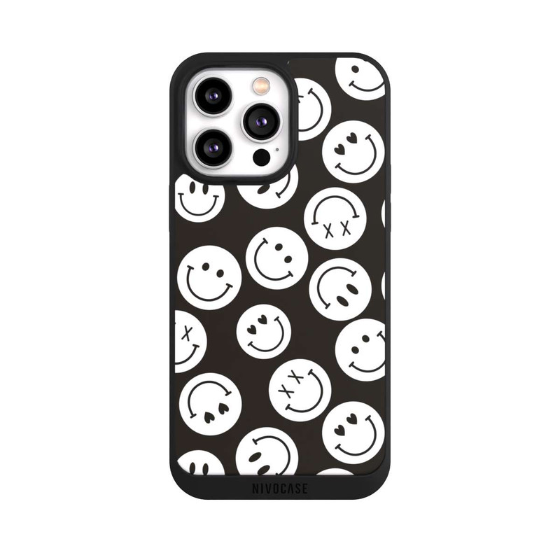 iPhone 14 Pro Max NIVOpure Smiles Emotes Pattern Black And White
