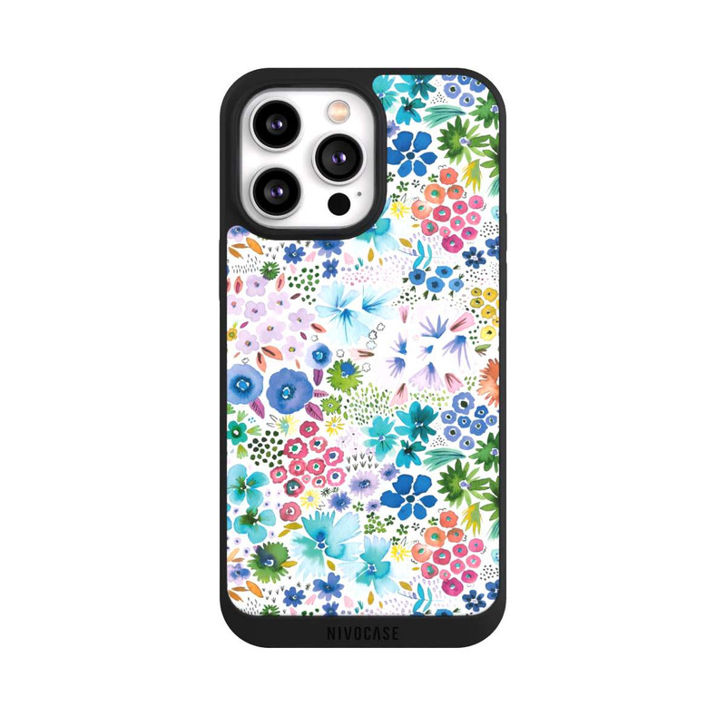 iPhone 14 Pro Max NIVOpure Kunstvolle kleine Frühlingsblumen blau