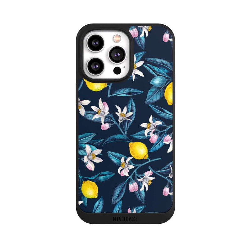 iPhone 14 Pro Max NIVOpure Citrons et fleurs Foncé