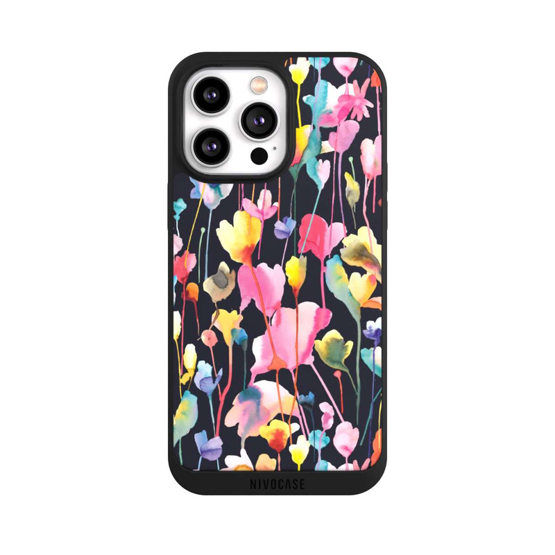 iPhone 14 Pro Max NIVOpure Fleurs sauvages Noir