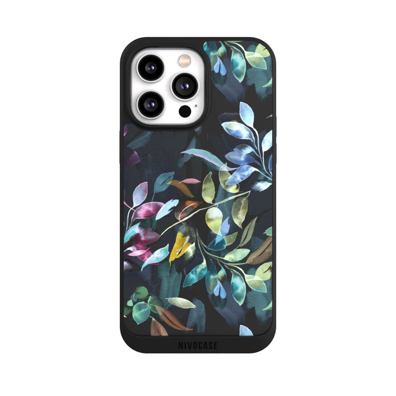 iPhone 14 Pro Max NIVOpure Mystische Aquarellblätter schwarz