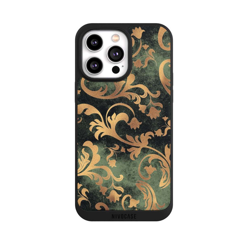 iPhone 14 Pro Max NIVOpure Damask Wallpaper Dark Green