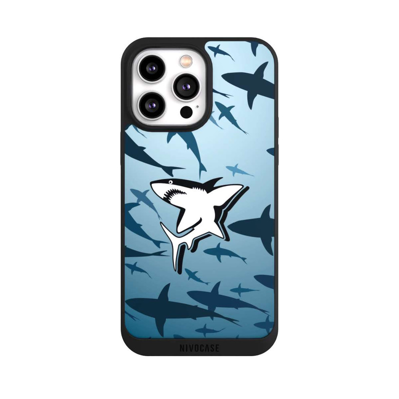 iPhone 14 Pro Max NIVOpure Haie Muster Blau