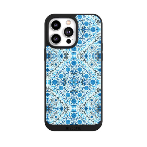 Apple iPhone 14 Pro Max NIVOpure Blue Floral Tiles