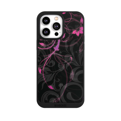Apple iPhone 14 Pro Max NIVOpure Black and Pink Autumn Flowers 