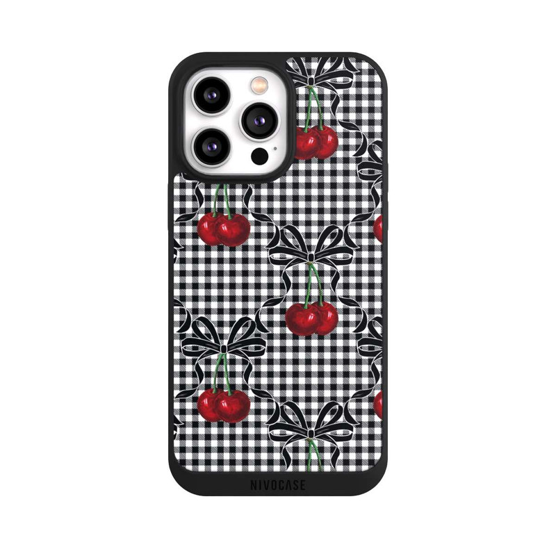 iPhone 14 Pro Max NIVOpure Kirschen Muster Schwarz