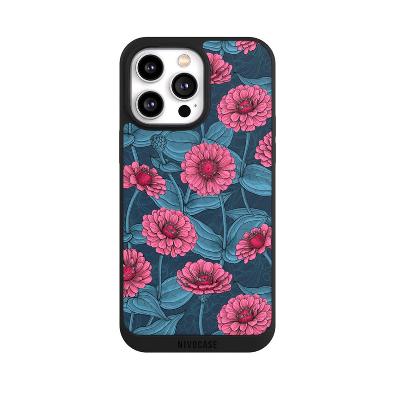 iPhone 14 Pro Max NIVOpure Flower Pattern Pink And Blue Illustration
