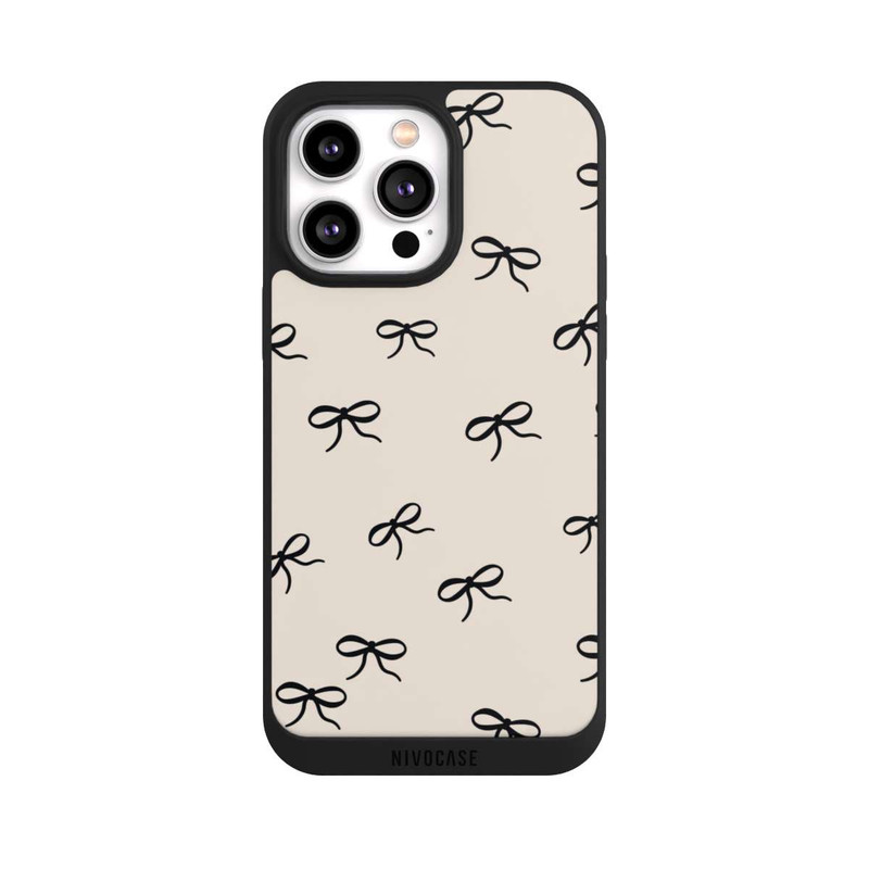 iPhone 14 Pro Max NIVOpure Bows Black Beige Pattern