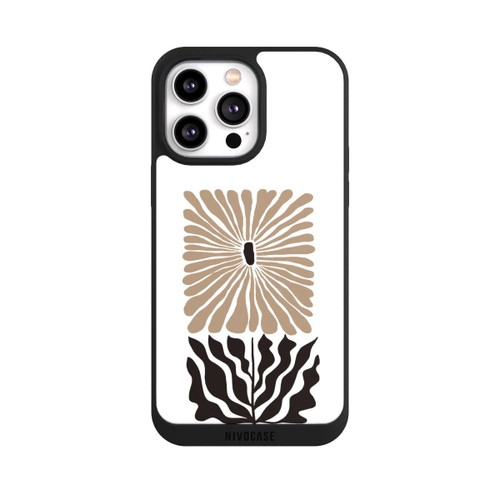 Apple iPhone 14 Pro Max NIVOpure Fleur Bohème Marron sur Blanc