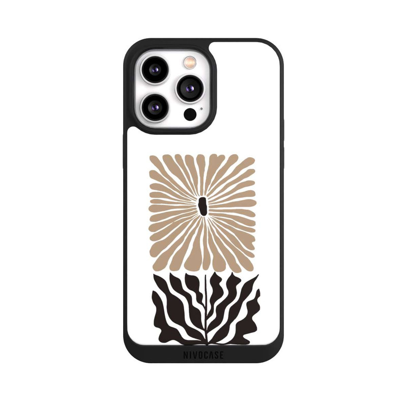 iPhone 14 Pro Max NIVOpure Fleur Bohème Marron sur Blanc