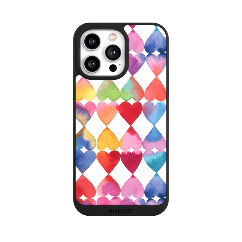 iPhone 14 Pro Max NIVOpure Buntes Herz Watercolor Muster