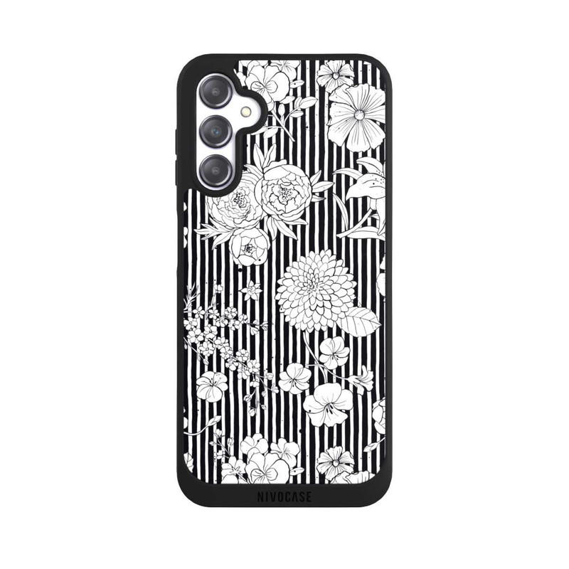 Galaxy A14 5G NIVOpure Fleurs et rayures noir et blanc
