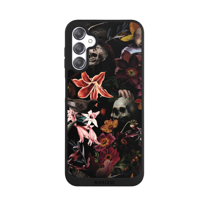 Galaxy A14 5G NIVOpure Totenköpfe und Blumen auf dunklem Hintergrund