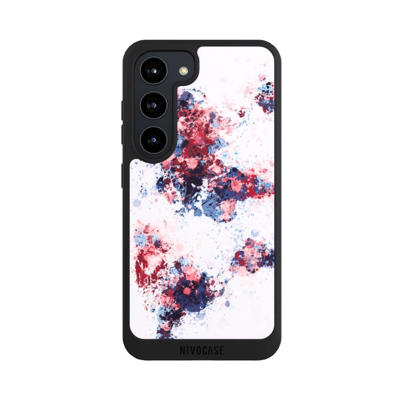 Galaxy S23 NIVOpure World Map Paint Splashes Blue Red