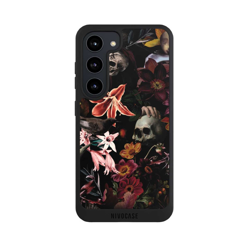 Galaxy S23 NIVOpure Skulls and Flowers on Dark Background