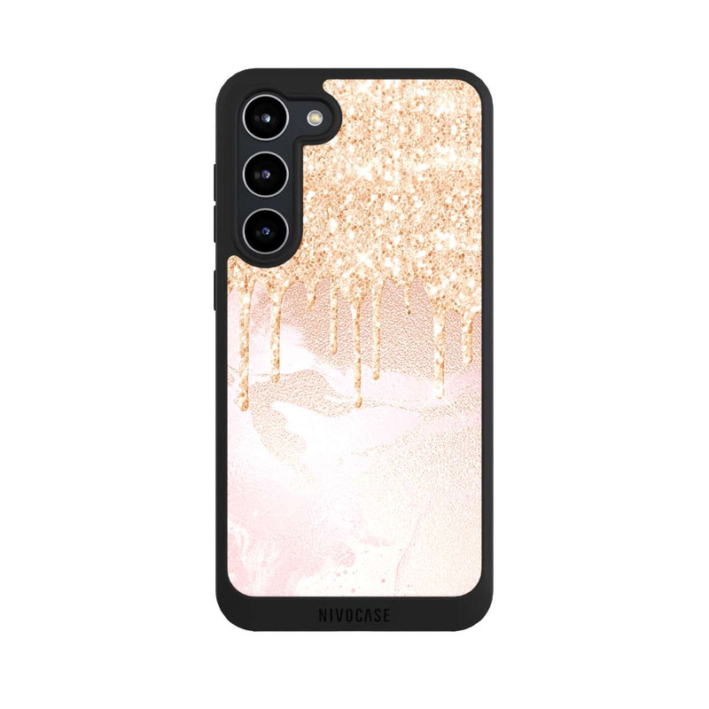 Galaxy S23 + NIVOpure  Roségoldener Glitzer Tropfen Look