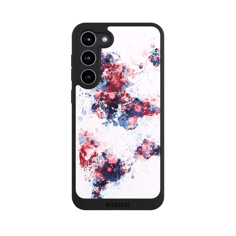 Galaxy S23 + NIVOpure Weltkarte Farbenspritzer Blau Rot