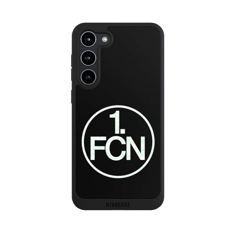 Galaxy S23 + NIVOpure FCN Logo Weiß Hintergrund Schwarz