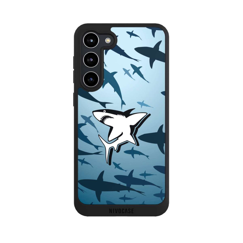 Galaxy S23 + NIVOpure Haie Muster Blau