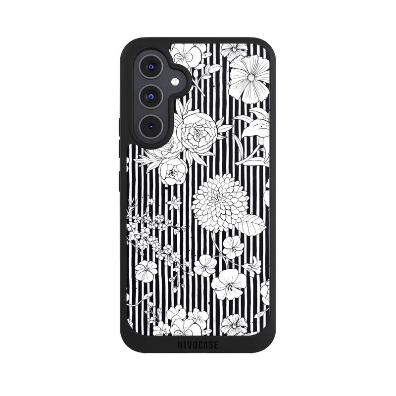 Galaxy A54 5G NIVOpure Blumen und Streifen Schwarz und Weiß