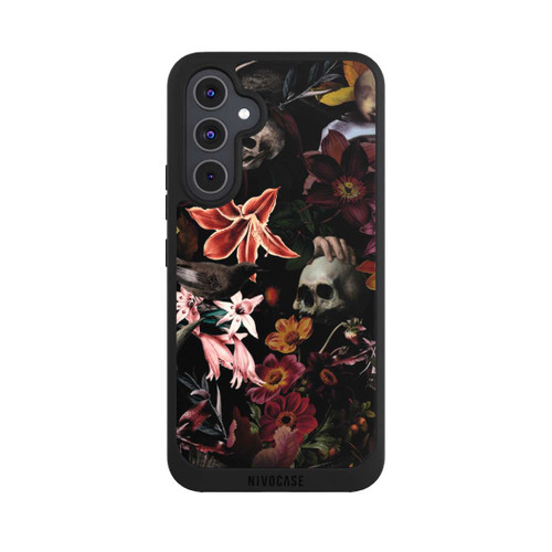 Samsung Galaxy A54 5G NIVOpure Totenköpfe und Blumen auf dunklem Hintergrund