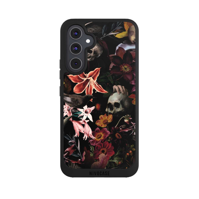 Galaxy A54 5G NIVOpure Totenköpfe und Blumen auf dunklem Hintergrund