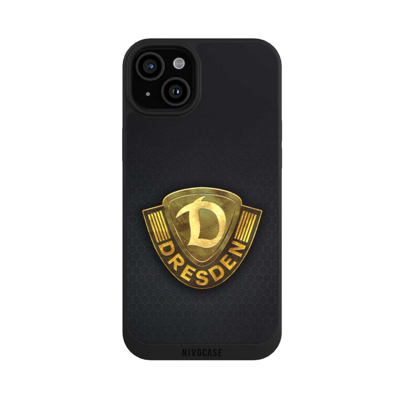 iPhone 15 Plus NIVOpure Goldenes Logo Look Dynamo Dresden
