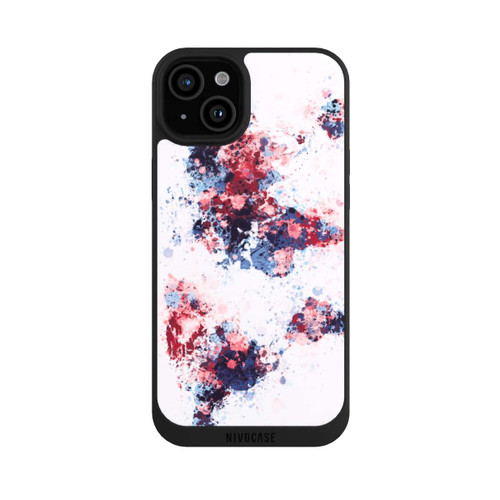 Apple iPhone 15 Plus NIVOpure Carte du monde : éclaboussures de peinture bleu rouge