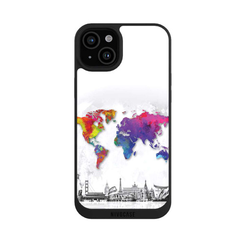 Apple iPhone 15 Plus NIVOpure Weltkarte mit Skyline
