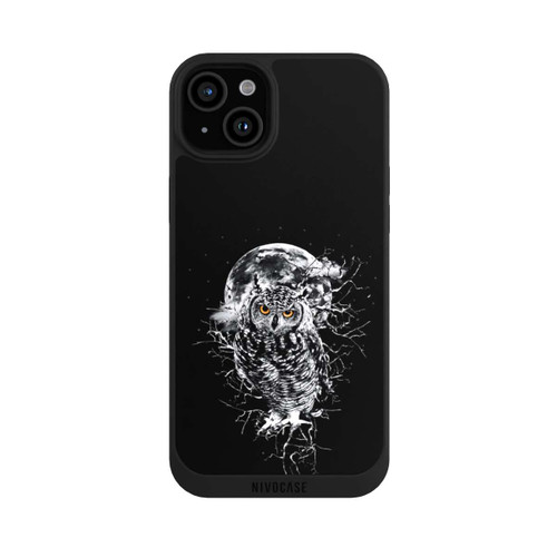 Apple iPhone 15 Plus NIVOpure Chouette en noir et blanc