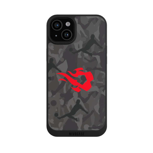 Apple iPhone 15 Plus NIVOpure Belgique Red Flames Camouflage Gris