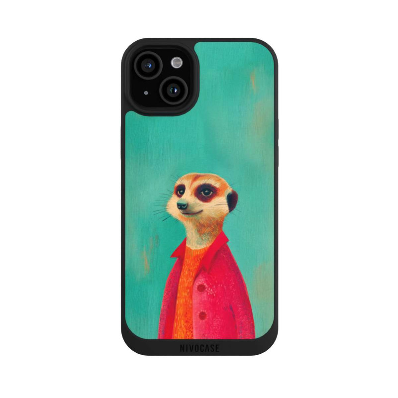 iPhone 15 Plus NIVOpure Erdmännchen Grün Illustration
