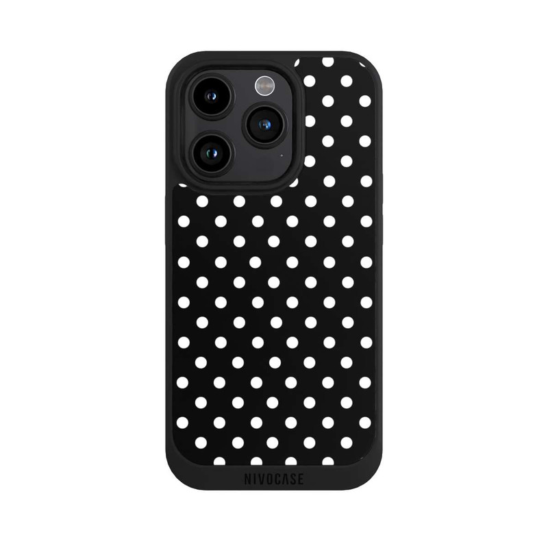 iPhone 15 Pro NIVOpure Polka Dots Schwarz und Weiß
