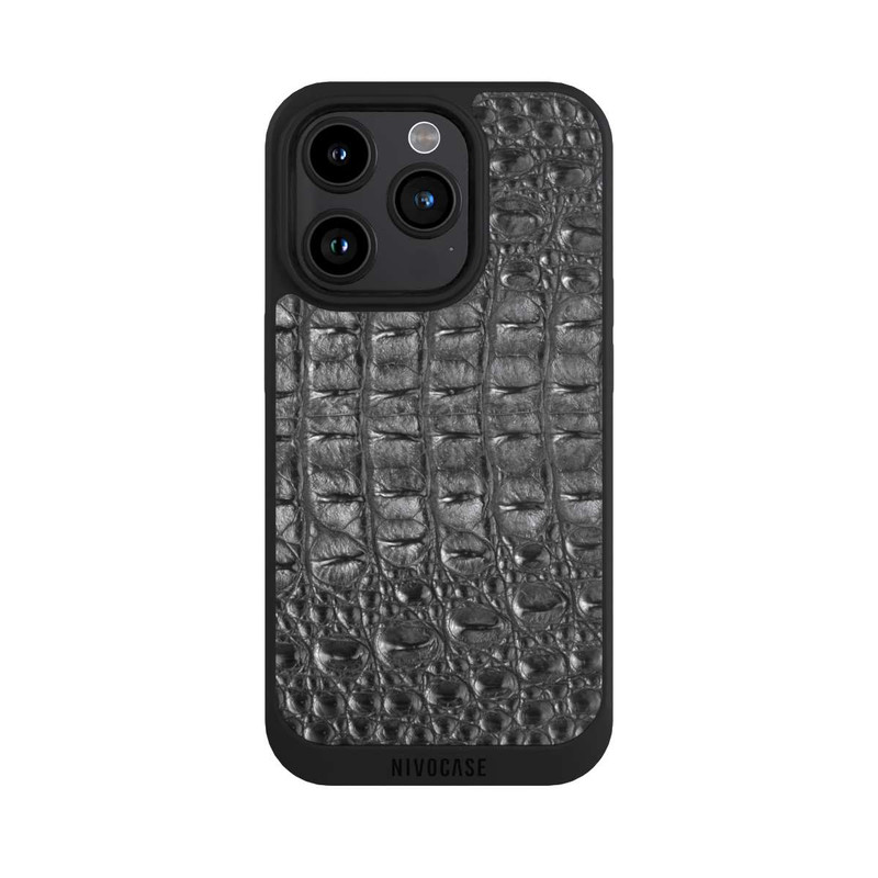 iPhone 15 Pro NIVOpure Croco Grey Black