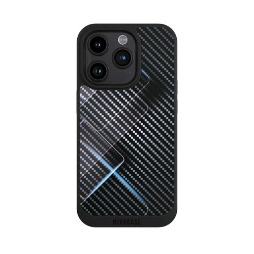 Apple iPhone 15 Pro NIVOpure Blaue Linien auf Karbon