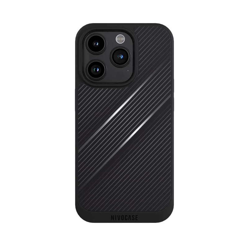 iPhone 15 Pro NIVOpure Lignes Aspect Fibre de Carbone