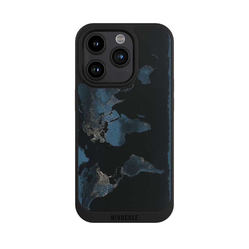 iPhone 15 Pro NIVOpure Carte du Monde Nuit