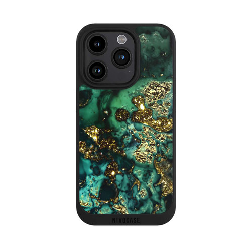 Apple iPhone 15 Pro NIVOpure Cyan Glitter Marble Look